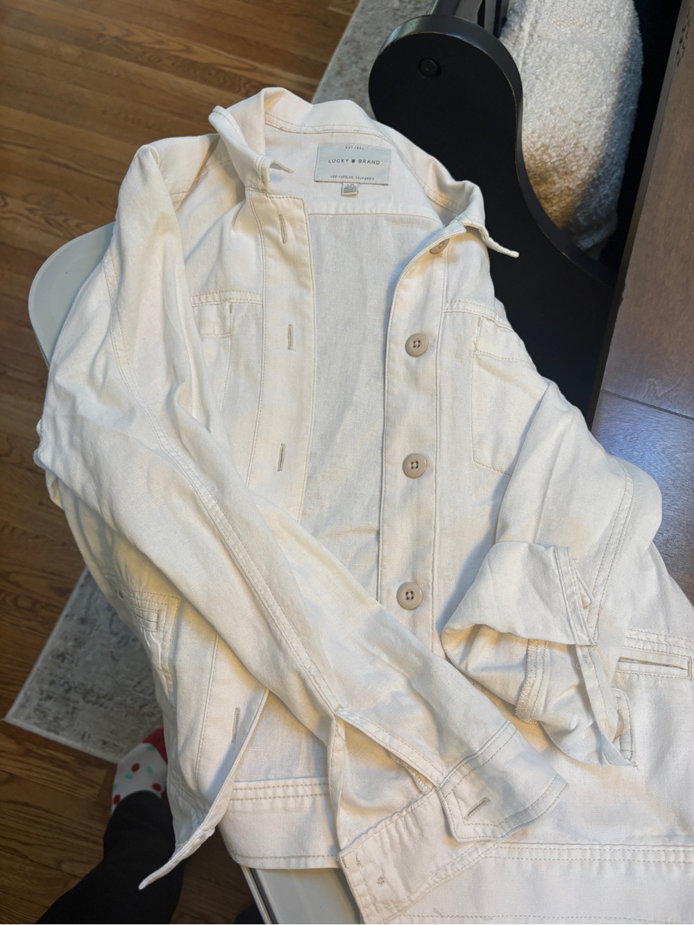 Lucky Brand Off-White Button-Front Jean Jacket